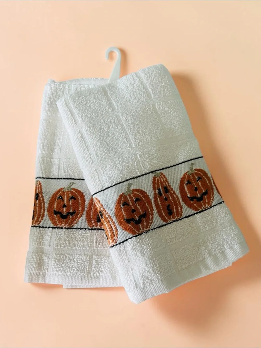 Jack-O-Lantern Turkish 100% Cotton Waffle Kitchen Towels - Set of 2